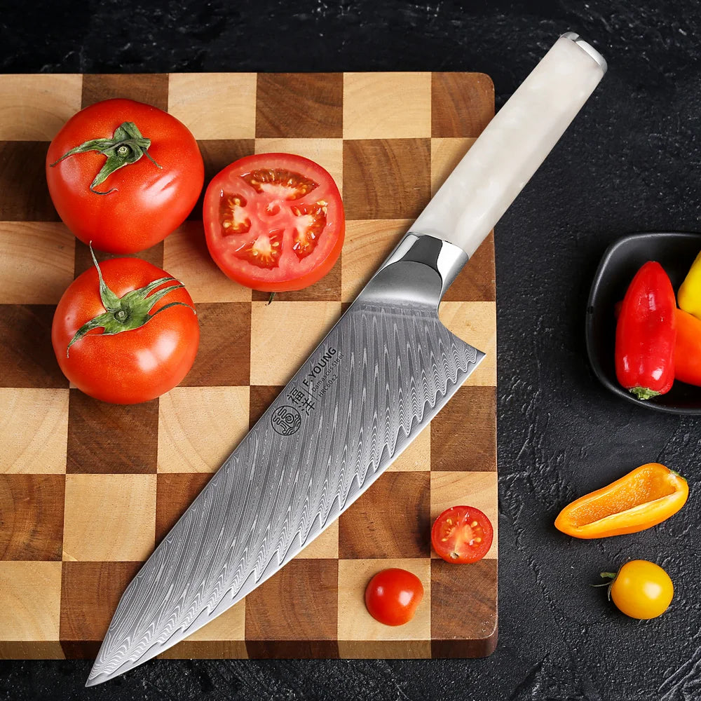 Young Japanese Chef Knife Damascus Steel Professional Knives
