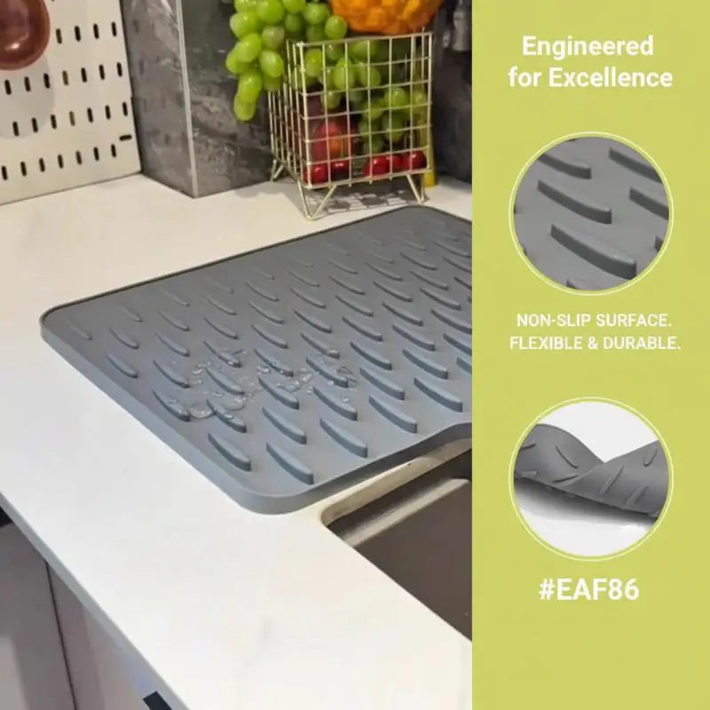 Silicone Dish Drying Mat Durable Tilted Water Drain