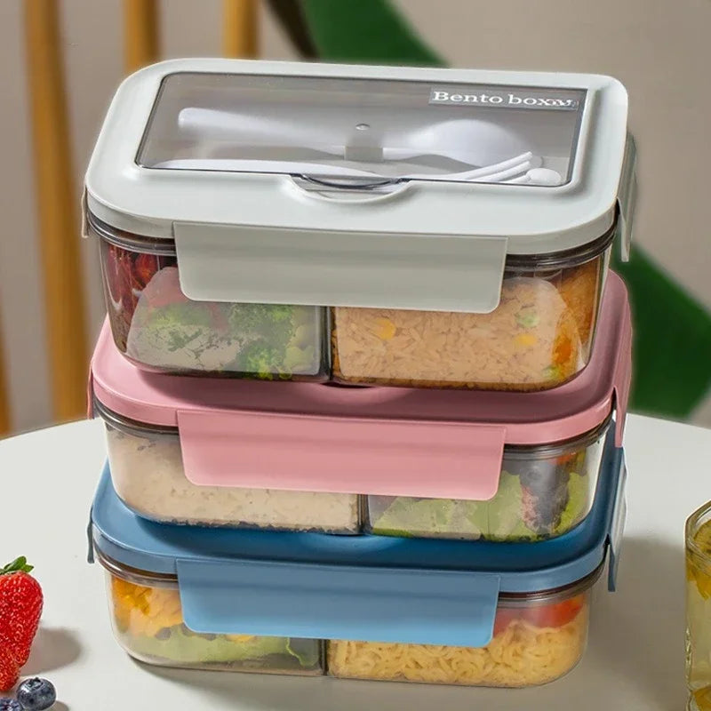 Lunch Box Tableware Office Workers Square Divided Microwave
