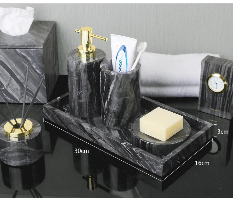 Black Natural Marble Stone Bathroom Luxury Toothbrush Holder