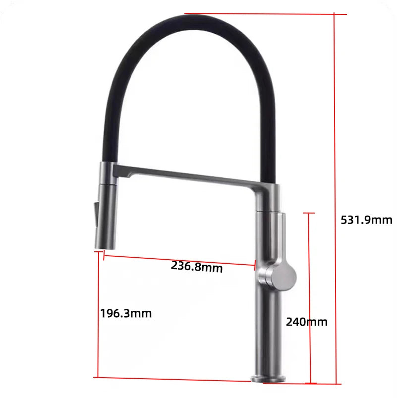 Gunmetal Rubber Faucet Mixer Rotation Pull Down Stream