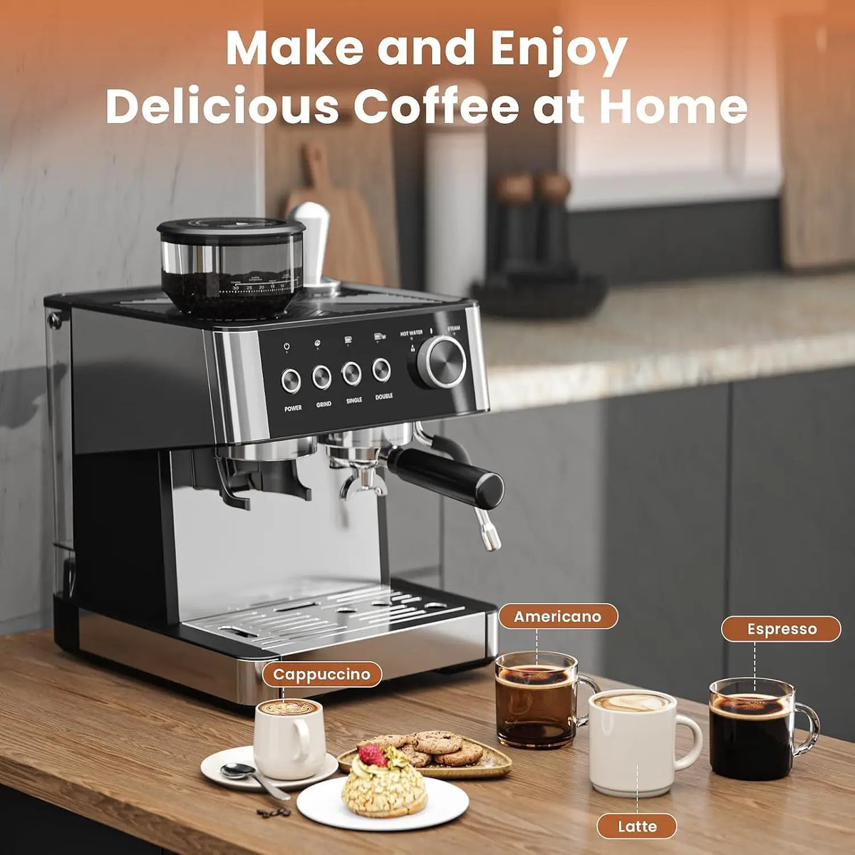 Espresso Machine 20 Bar Expresso Coffee Machines Grinder