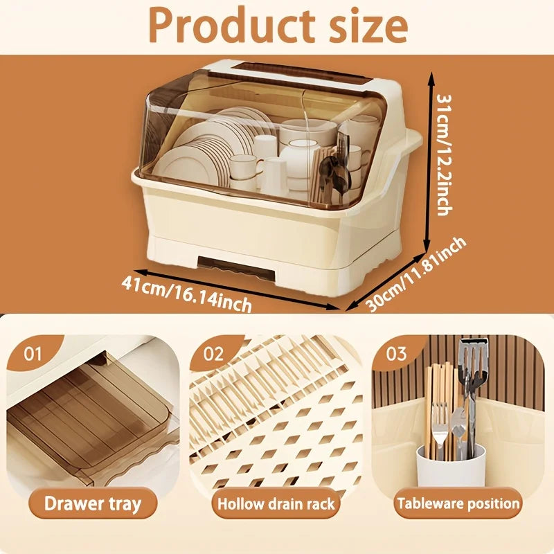 Dish Rack Lid - Space-Saving Dust-Proof Storage Cabinet
