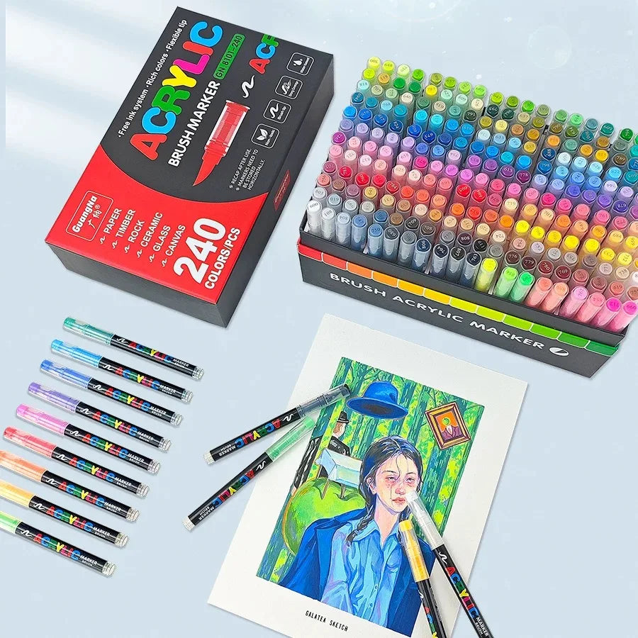 Guangna 12-360 Colors Acrylic Paint Pens Pencil Brush