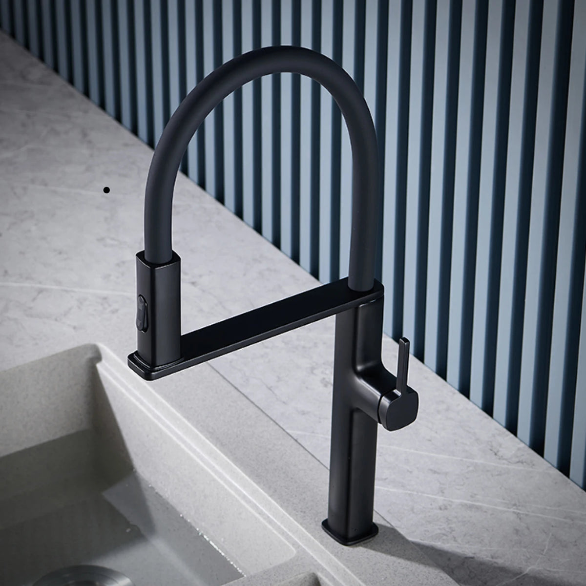 Luxury Black Brass Faucet Simple Design Magnetic Suction