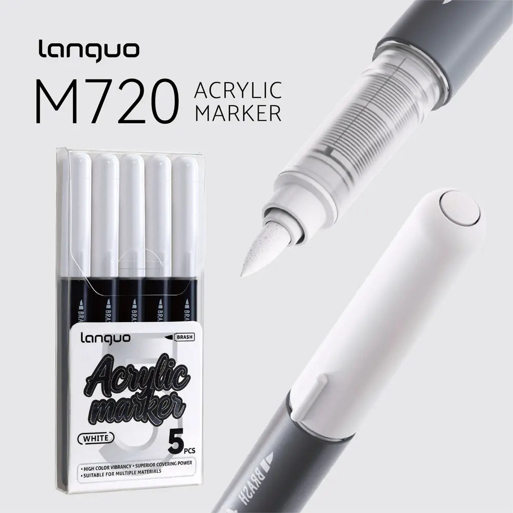 Languo 9pcs/Box Soft Brush Acrylic Marker Pen Diy