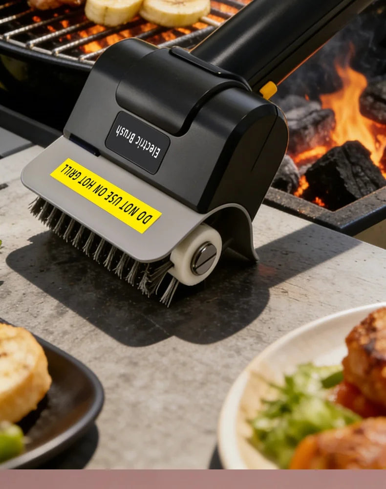 Electric Grill Brush Outdoor Bbq Handheld Grease Rack