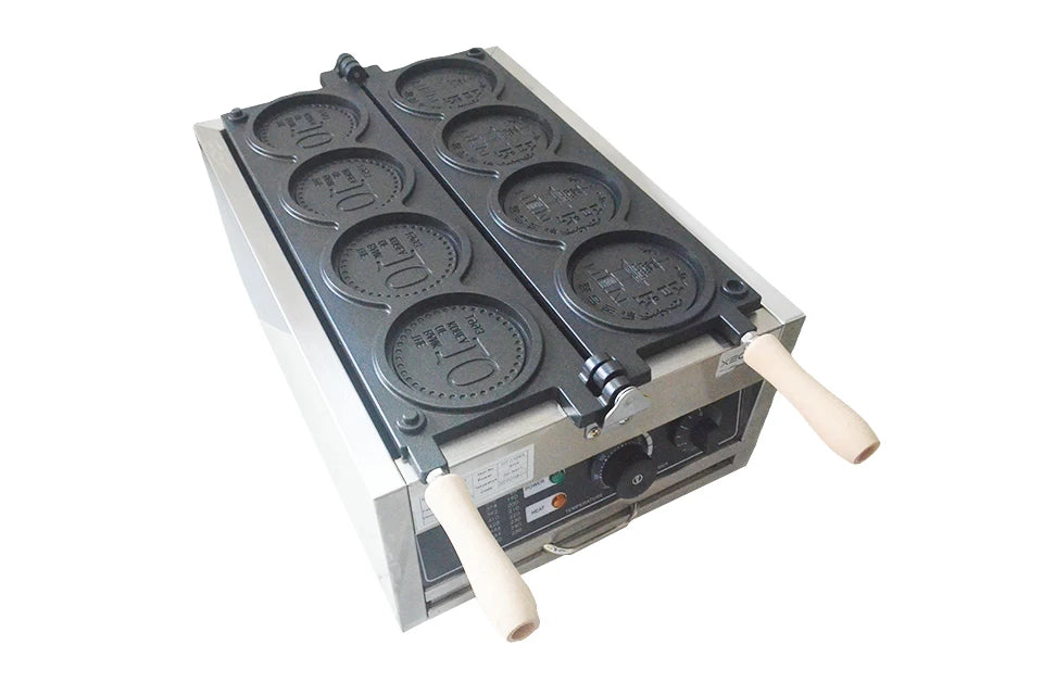 Xeoleo Commerical 4pcs Korean Coin Waffle Maker 3000w
