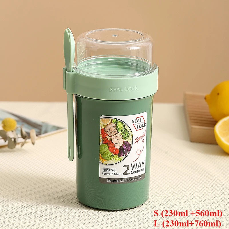 Bento Lunch Box Salad Oatmeal Breakfast Double Cup