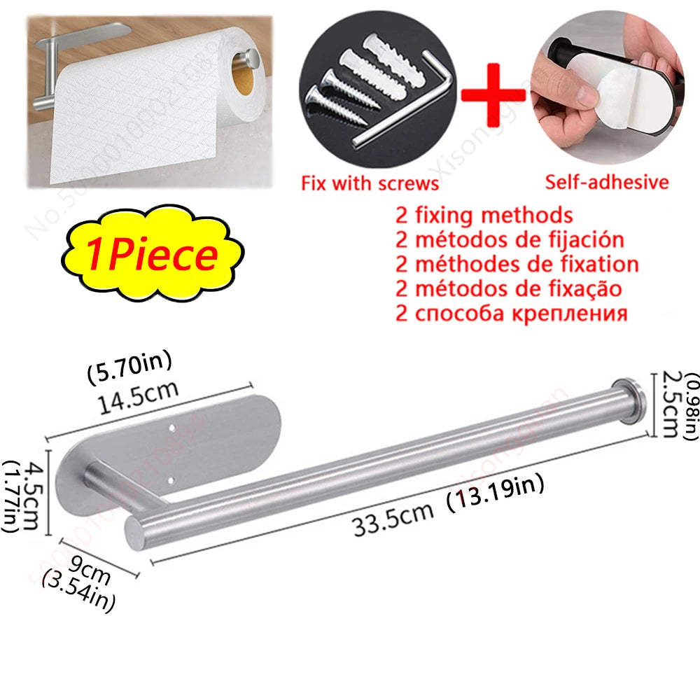 1/2pcs Paper Towel Holder Toilet Paper Holder Adhesive