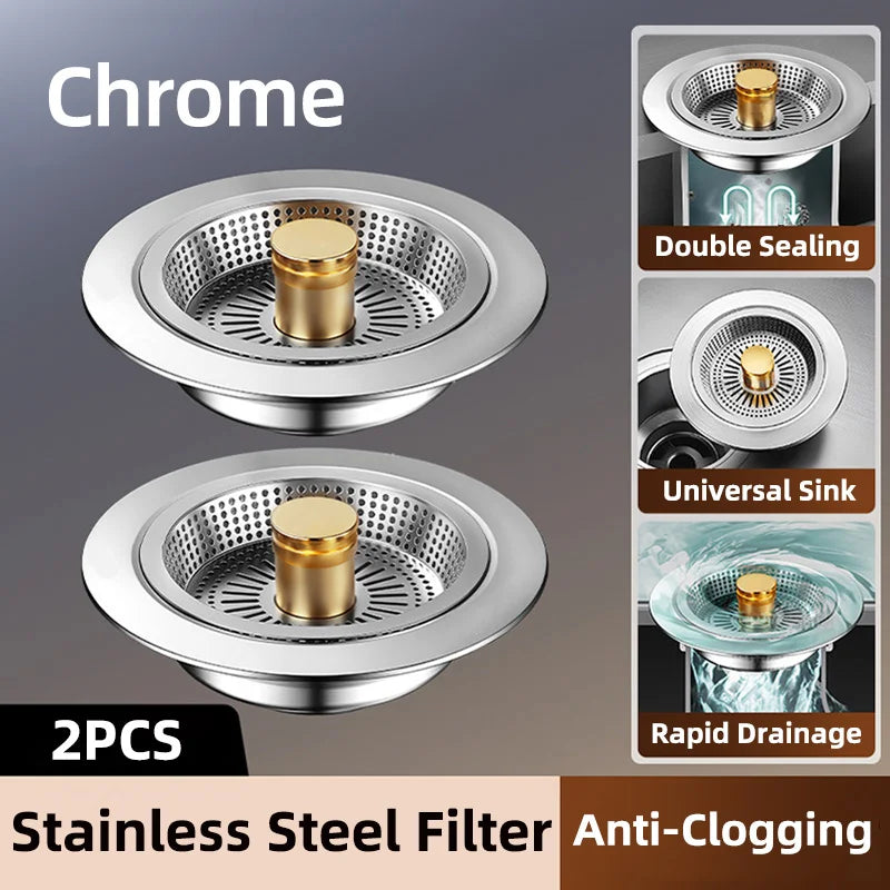 Universal Sink Strainer Stainless Steel Pop-Up Drain Plug