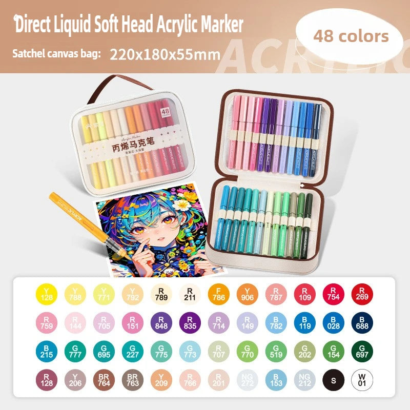 120/1 Colors Direct-Liquid Acrylic Brush Markers Pen Waterproof