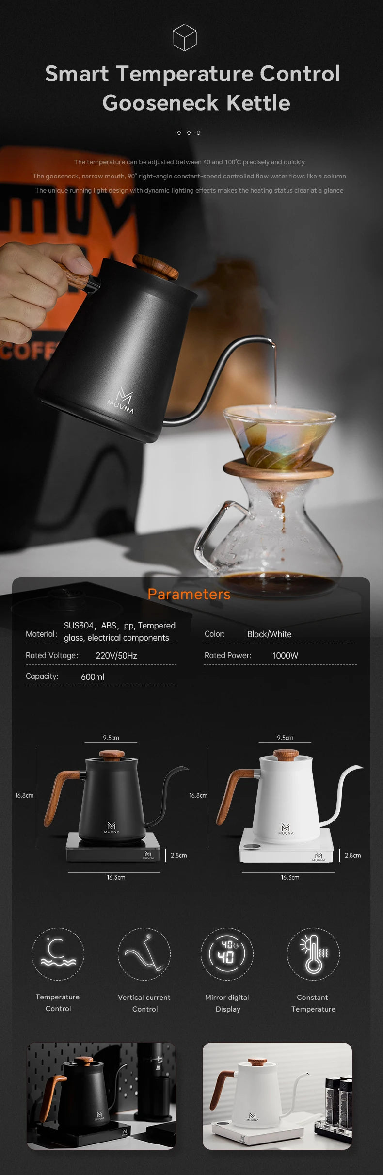 Muvna Pour Over Coffee Coffee Maker Kit Travel