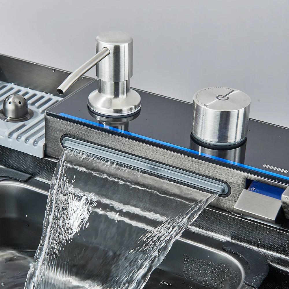 304 Stainless Steel Waterfall Sink Digital Display Large