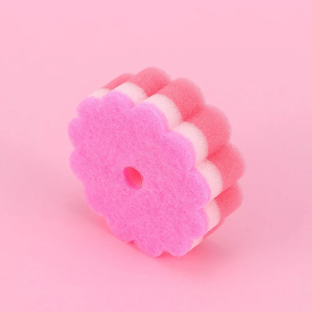 Practical Sponges Scouring Pads Flower Shape Sponge Brush