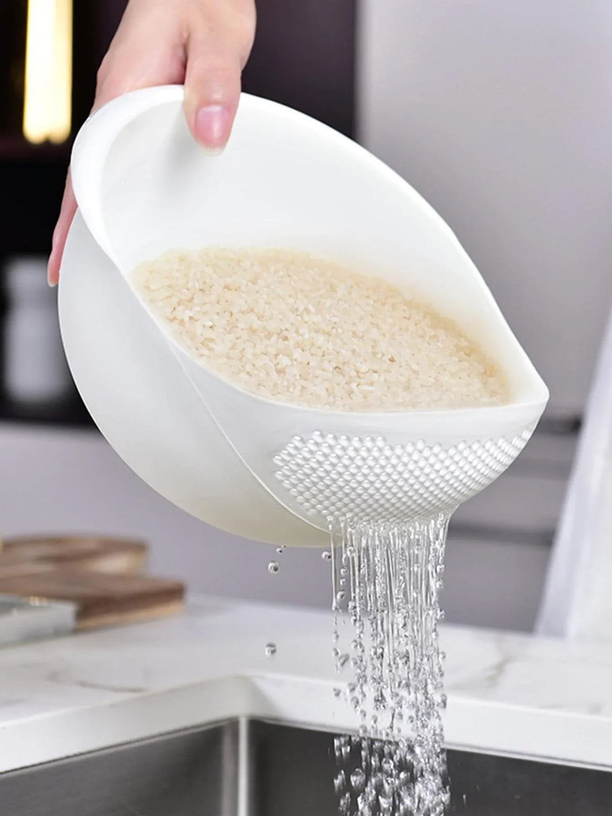 1pc-Silicone Colander Rice Bowl Drain Basket Fruit Bowl