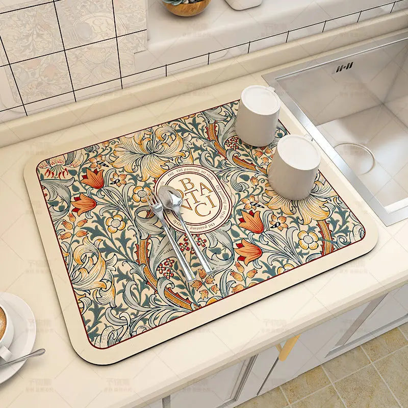 Large Super Absorbent Mat Coffee Dish Draining Mat