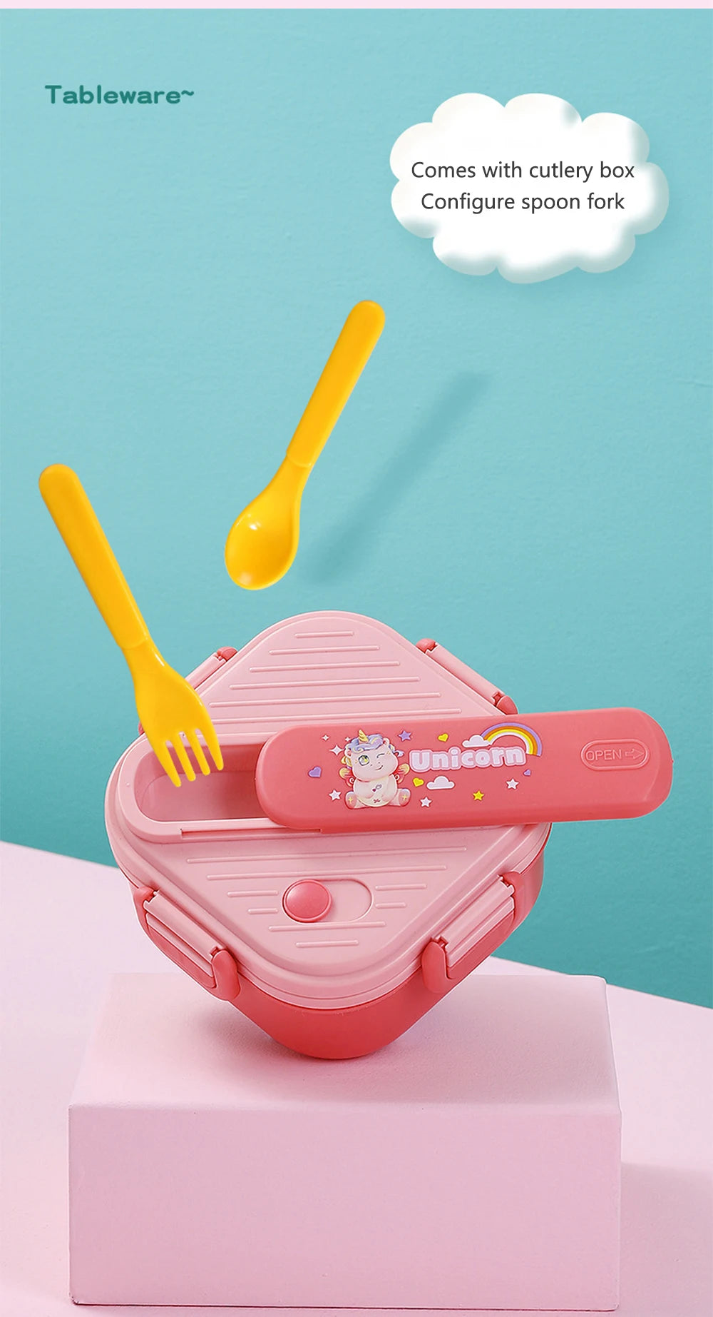 Grids Unicorn Lunch Box Children Students Sandwich Fruit