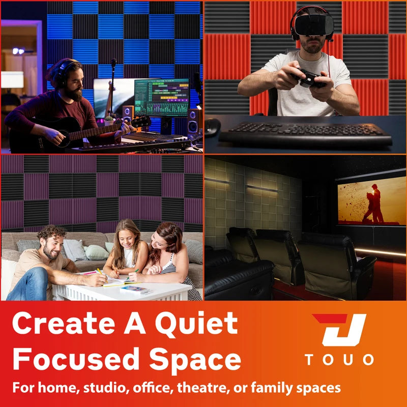 Touo Panel Soundproofing 6-48 Pack Studio Acoustic Foam