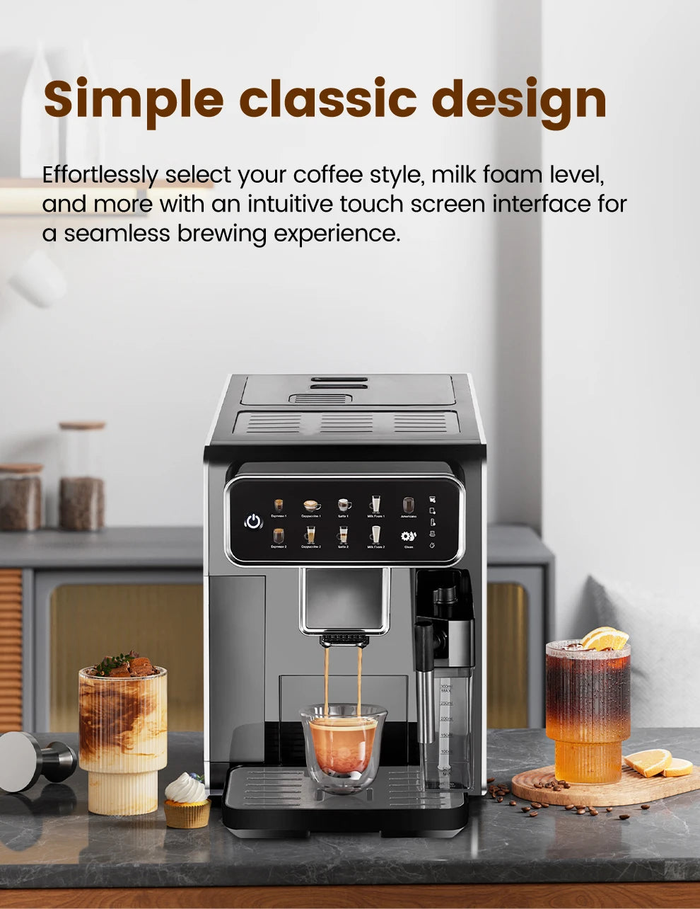 Mcilpoog Am7203 Automatic Espresso Machine Built-In Milk Frother