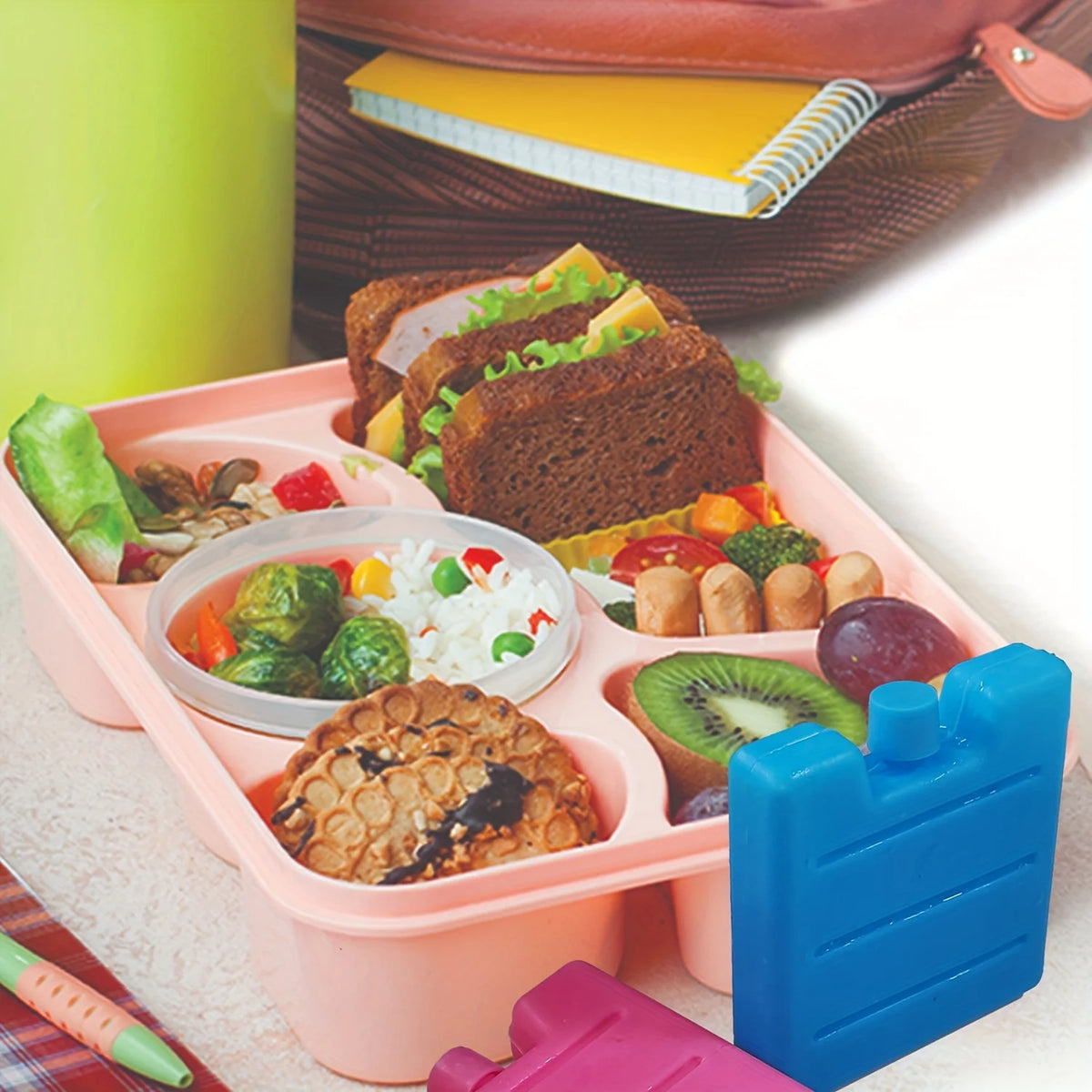 1/8pc Reusable Gel Ice Blocks Cooler Bag Stackable