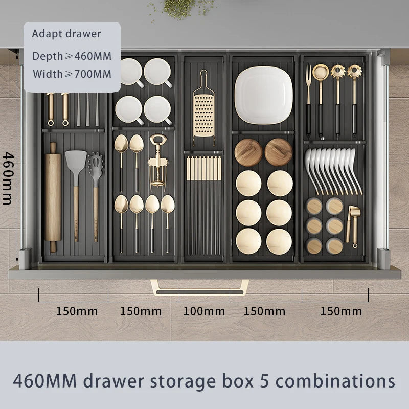 Adjustable Dish Rack Under Cabinet Drawer Spoon Chopsticks