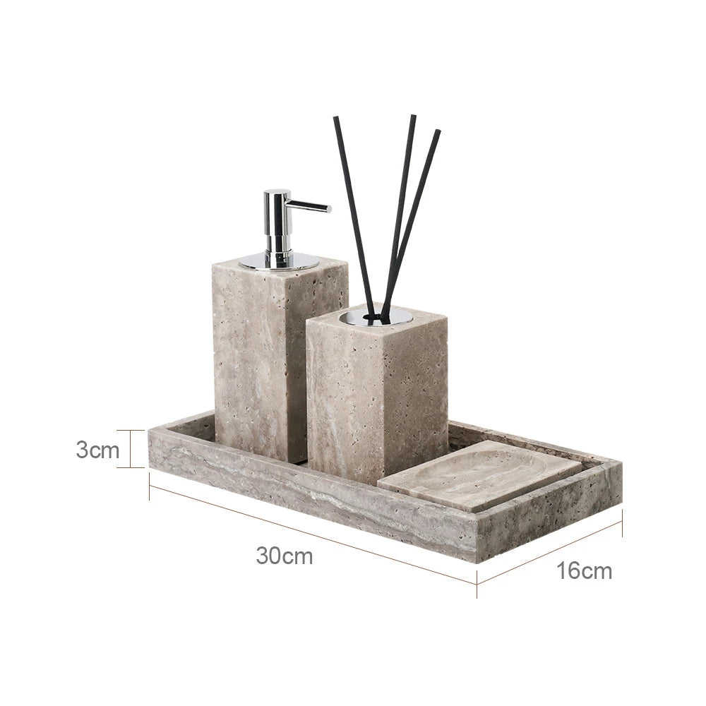 Travertino Grigio Bathroom Antique Natural Marble Soap Dispenser