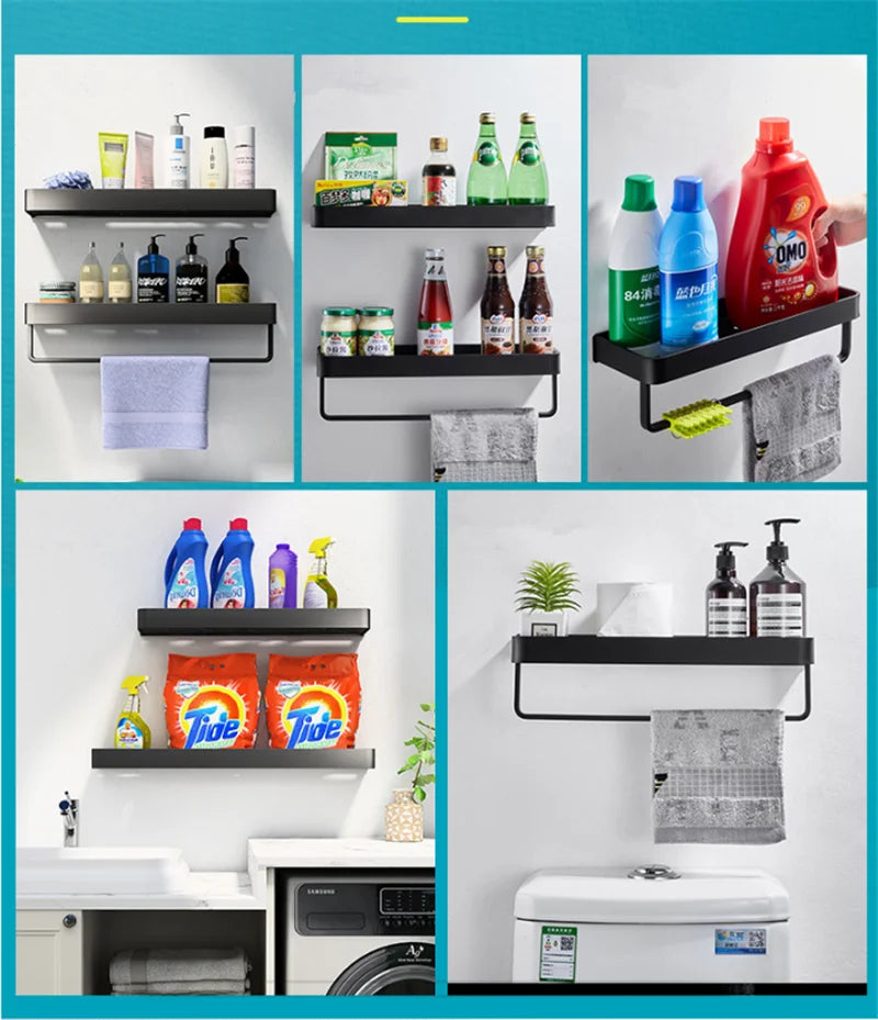Bathroom Shelf Black Bathroom Shampoo Shower Storage Rack