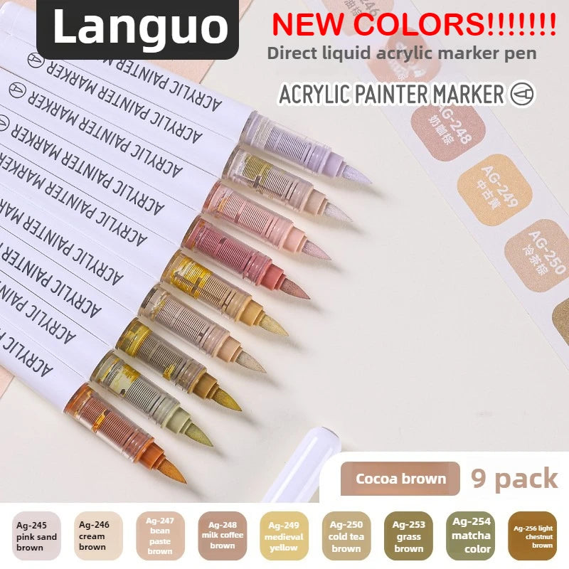 Languo 240/9 Colors Direct Liquid Acrylic Paint Pens
