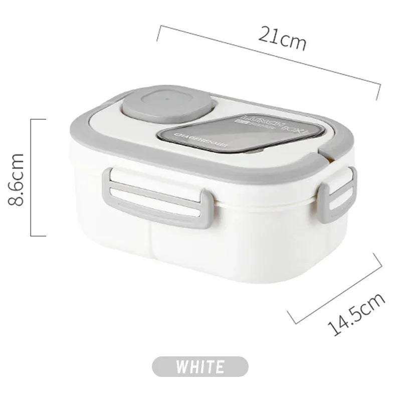 Lunch Box Compartment Wheat Straw Bento Carrying Handle