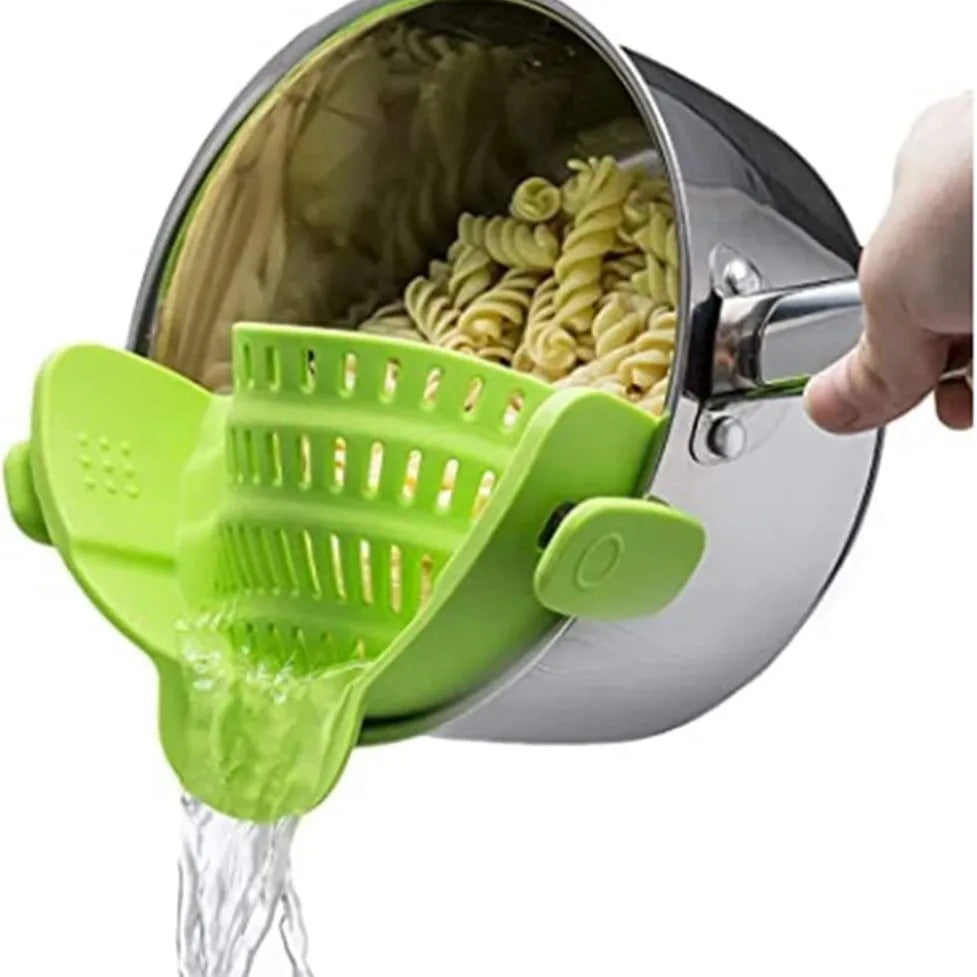 1pc Adjustable Silicone Clip-On Strainer Pots Pans Bowls