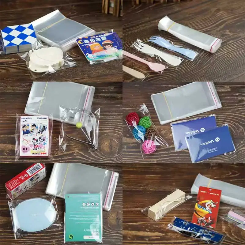 100-500pcs Clear Opp Self Adhesive Bags Transparent Plastic