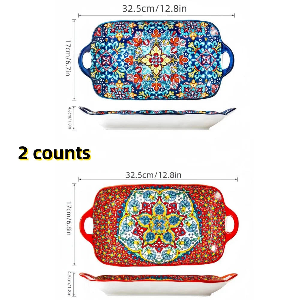 1pc Bohemian Style Ceramic Fish Dish Handle 12