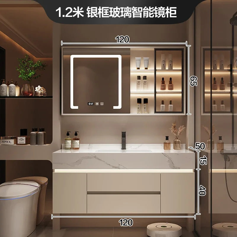 Partitions Storage Bathroom Cabinet Organizer Mirror Wall Shelves