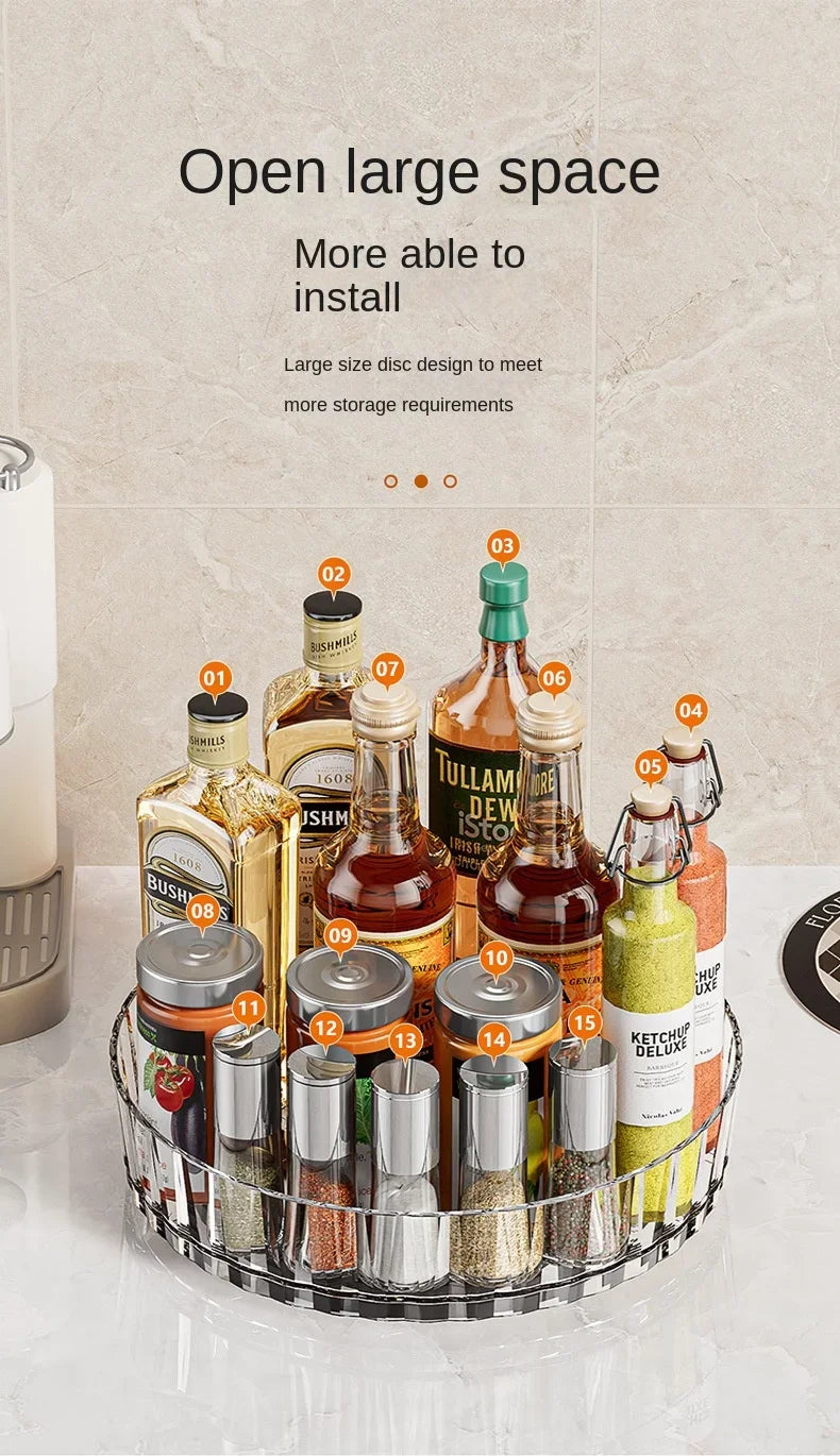 360 Rotating Seasoning Storage Tray Pantry Cabinet Turntable