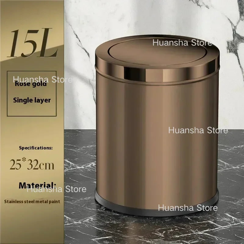 Stainless Steel Trash Can Gold Bathroom Bedroom Recycle