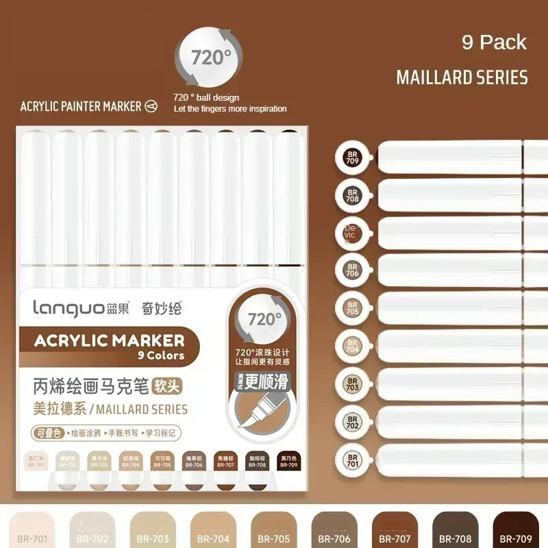 Languo 240/9 Colors Direct Liquid Acrylic Paint Pens