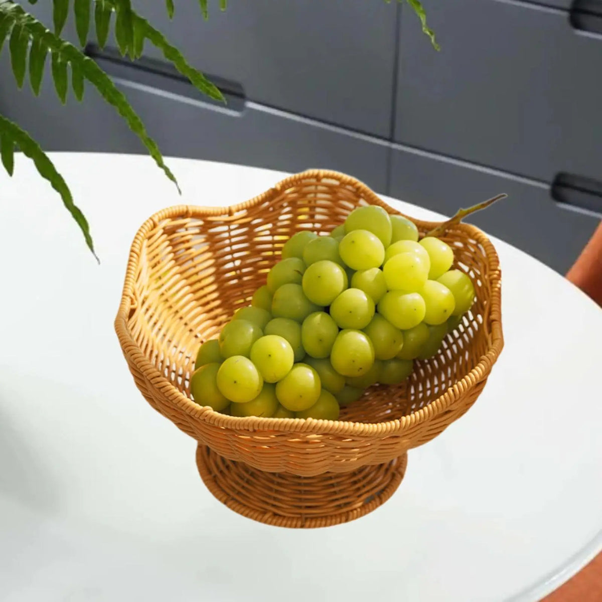 Fruit Basket Hand Rattan Woven Snack Tray Bread