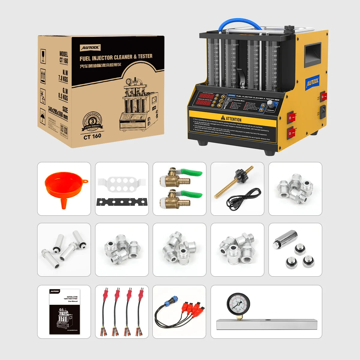 Autool Ct160 Automotive Injector Nozzle Cleaning Machine Fuel