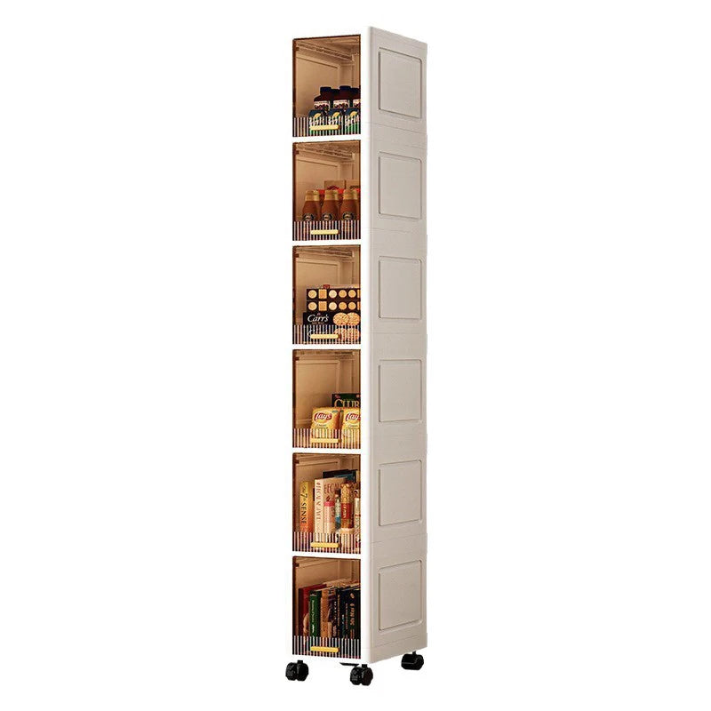 White Foldable Storage Cabinet Bathroom Organizer Slim Cabinet