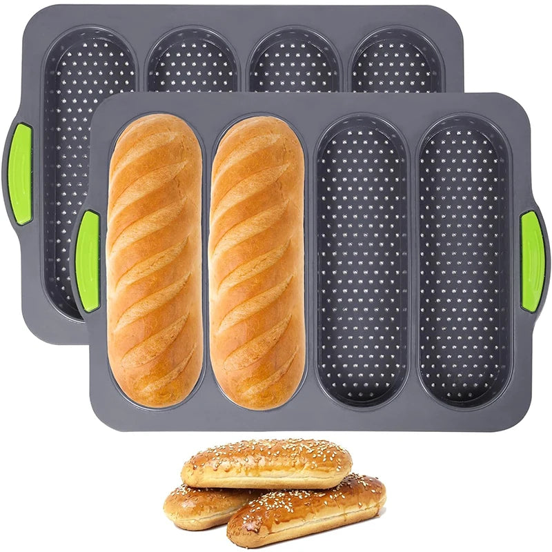 Silicone Loaf Pan Non-Stick Holes Baguette Pan Bread