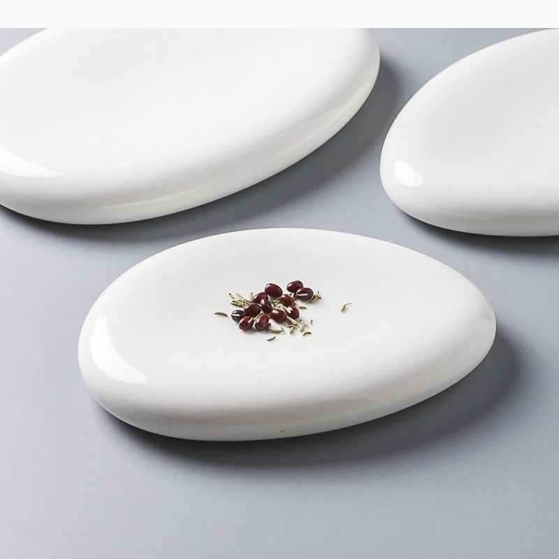 Pebble Shaped Ceramic Dining Plate Serving Plate Dessert