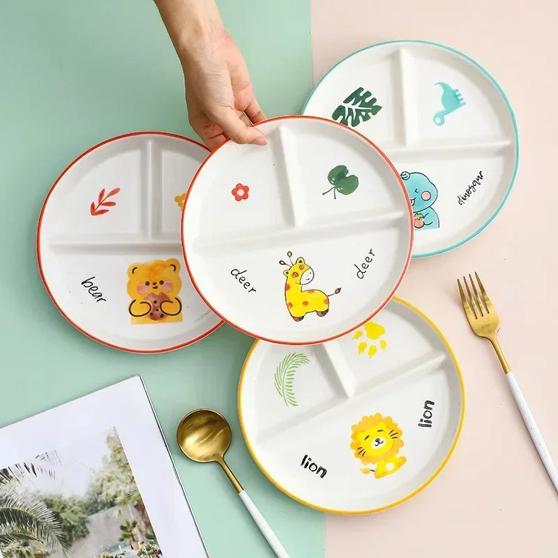 Divider Plate Ceramic Dish Serving Platter Children Tableware
