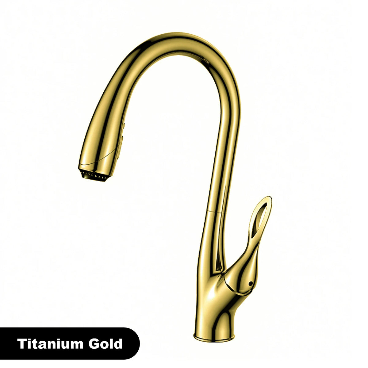 Brushed Gold Brass Faucet Pull Out Sprayer Ceramic