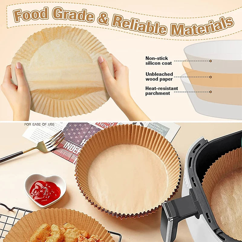 50/100pcs Air Fryer Disposable Paper Liner Airfryer Non-Stick
