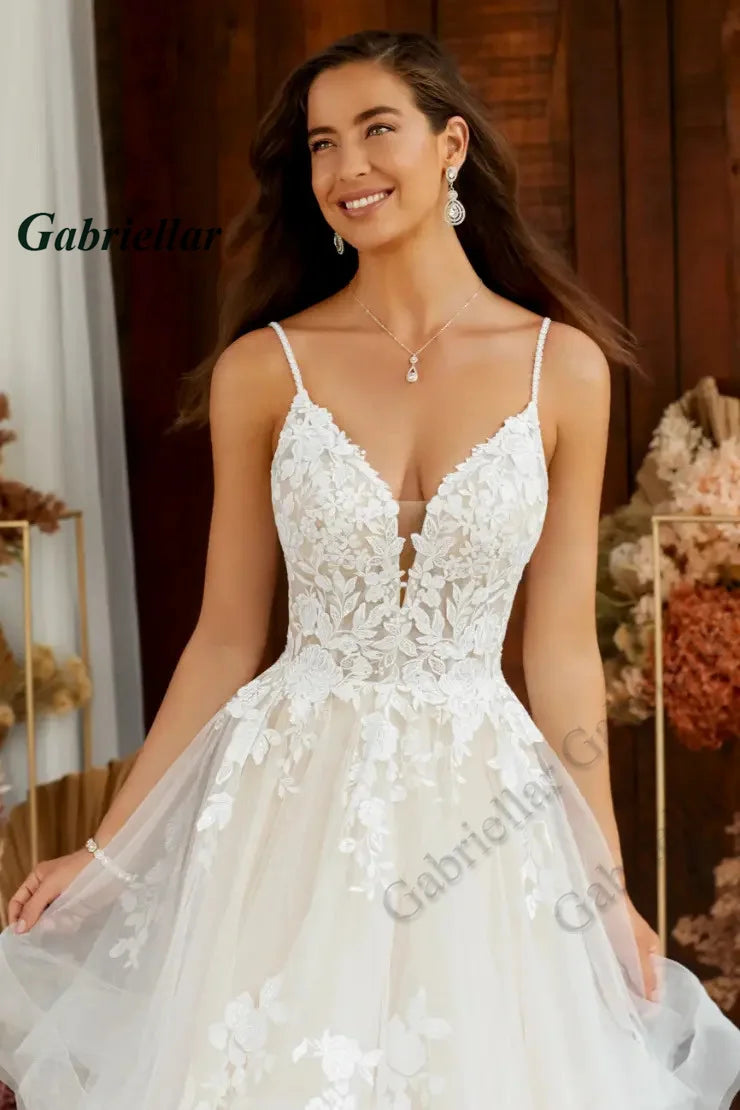 Gabriellar Attractive Wedding Dresses V-Neckline Sleeveless