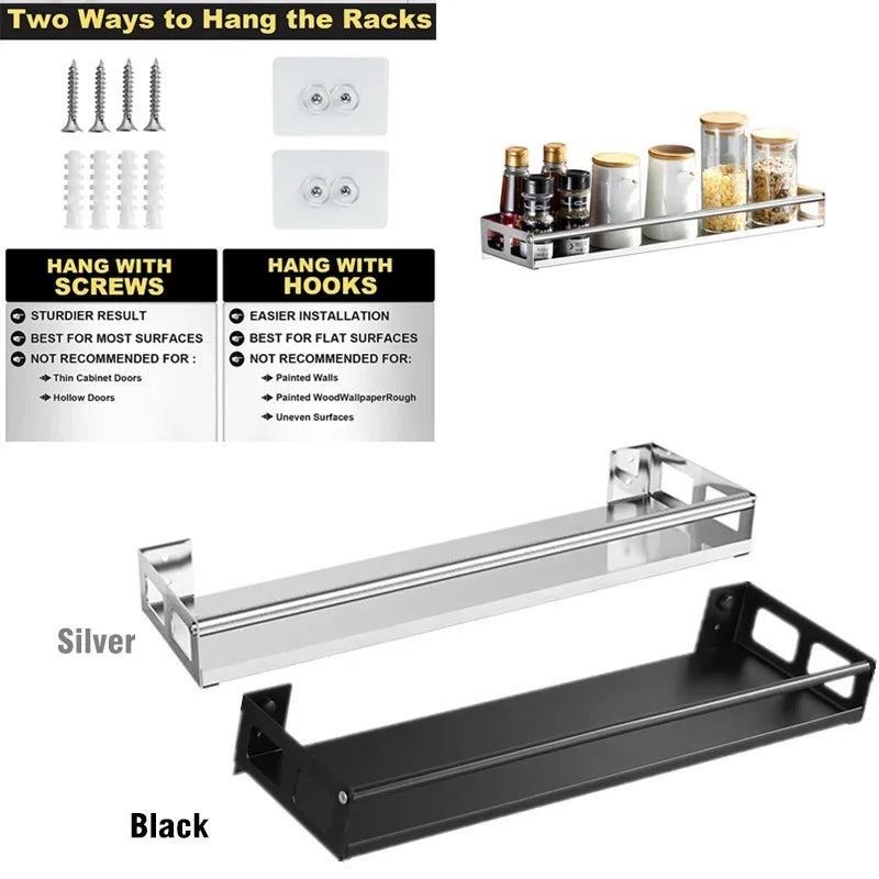 Multi-Purpose Organizer Wall Mount Spice Rack Shelf Bracket