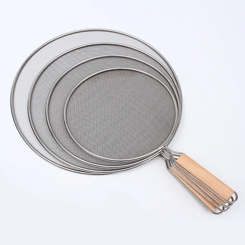 Stainless Splatter Screen Mesh Pot Cover Silver Oil