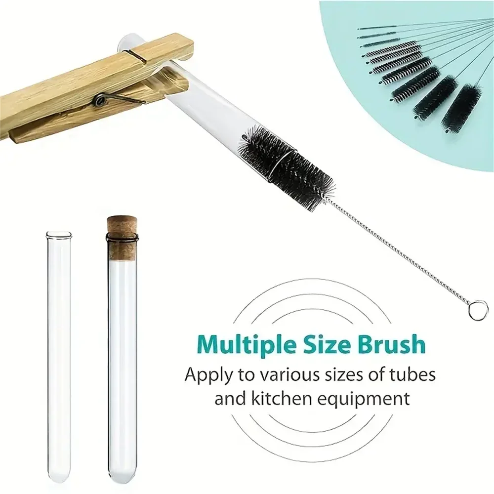 10-Pack 20cm Stainless Steel Bottle Cleaning Brushes Reusable