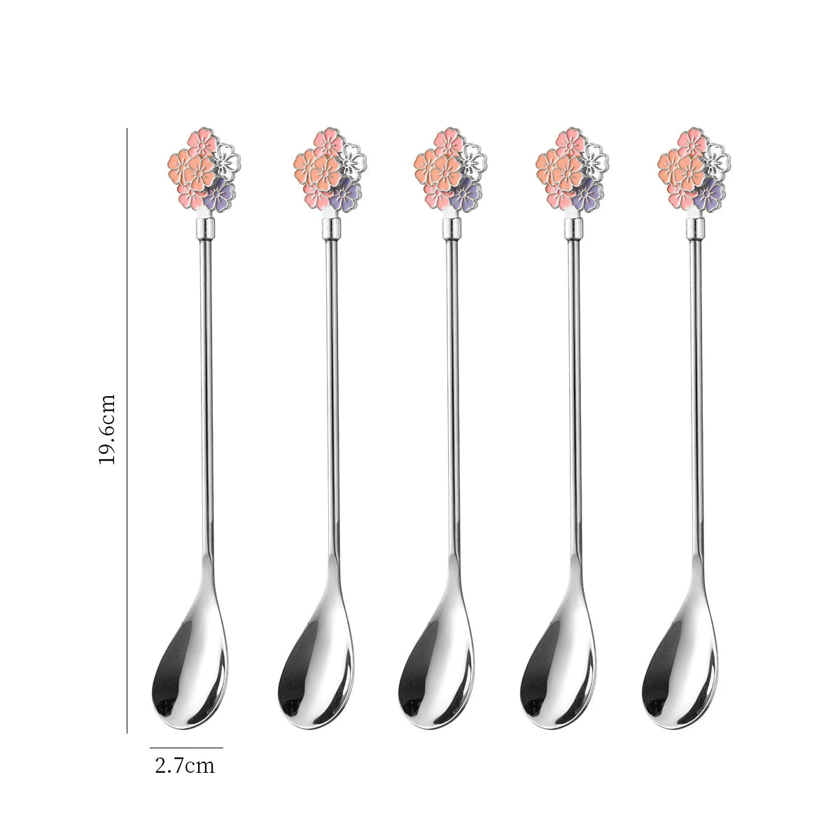 5-Pack 304 Stainless Steel Spoons Japanese Cherry Blossom